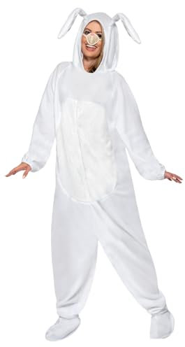 Smiffys Costume de Lapin, Blanc, Tout en un avec Capuchon et Nez