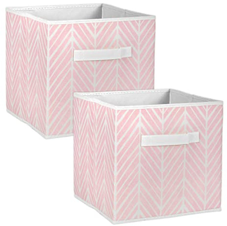 DII Non Woven Storage Collection Polyester Herringbone Bin, Small Set of 2, Mauve, 2 Piece