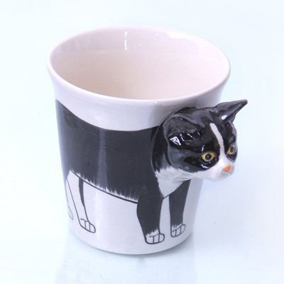 B2SEE tasse-mug-chat-vaisselle-animaux-3d-ceramique Fait Main Enfant Femme Garcon Fille