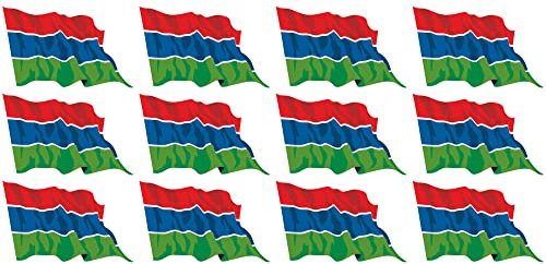 Set di mini bandiere - Autoadesivi - Gambia - Adesivi - per auto, ufficio e casa, 50x31mm- 12 pieces - agitando