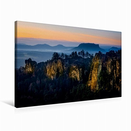 Premium Textil-Leinwand 75 x 50 cm Quer-Format Morgenstimmung in der Sächsischen Schweiz | Wandbild, HD-Bild auf Keilrahmen, Fertigbild auf hochwertigem Vlies, Leinwanddruck von Eva R. Lima
