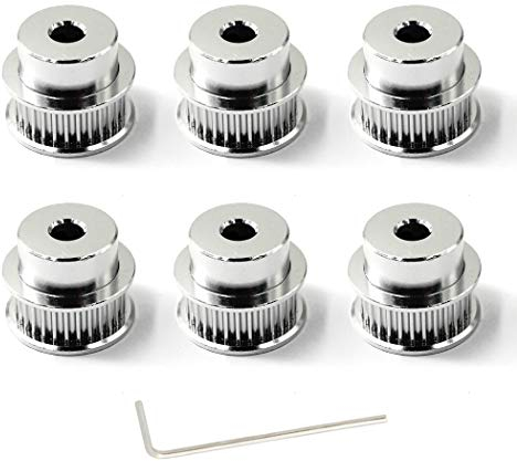 pulley 30 teeth zahnriemenscheibe 8mm bohrung umlenkrollen für seile 6mm 3D Drucker Zahnriemen Rolle Packung mit 6 (Schraubenschlüssel enthalten)