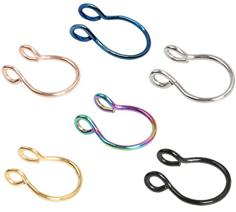 6pcs faux septum anneau de nez faux anneaux de nez 20g cerceau anneau de nez or rose or argent 8mm clip non percé anneau de nez faux corps piercing bijoux