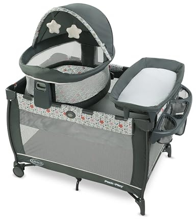 Graco Pack ’n Play Travel Dome LX Playard – Raised Portable Bassinet, UV‑50 Canopy, Changer & Storage, Annie
