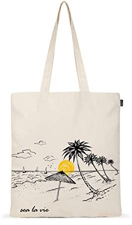 Eco Right Borsa Stoffa Shopper, Cotone Tote Bag, Borsa Donna, Borsa tote Tracolla cotone e tela con manici stampa, Borsa shopper riutilizzabile ecocompatibile lavabile