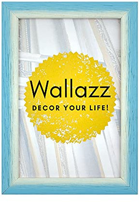 Wallazz Cornice Portafoto in Legno Pregiato - Made in Italy - Vetro Sintetico Infrangibile Crilex - Disponibile in Diverse Varianti - Design Italiano e Qualità Artigianale, 15x20cm Azzurro/Bianco