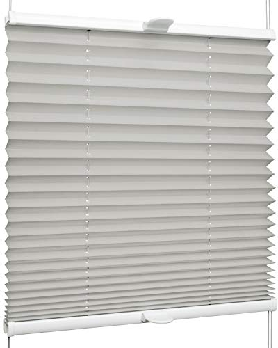 SchattenFreude Klemmfix-Plissee für Fenster | Mit Klemm-Haltern | Ohne Bohren | Grau, Breite: 100cm x Höhe: 130cm
