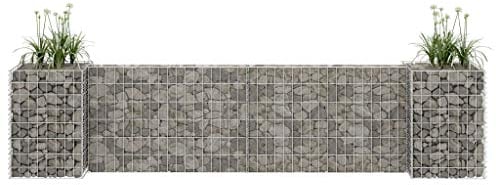 Zewool Jardinière à Gabion en H Fil d'acier - Grande Capacité de Charge - Solide et Durable - Style Industriel - Couleur Argent - Acier - Bordure de Jardin