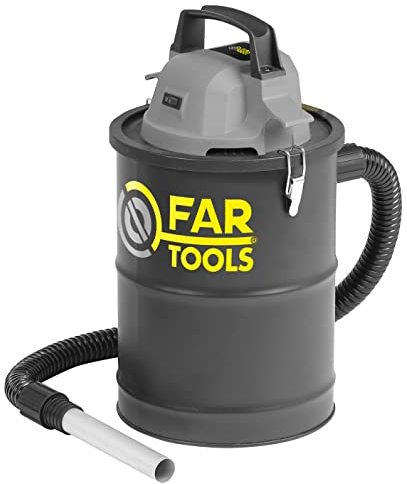 Fartools XF-Ashes Aspirateur Vide Cendres sans Fil 18V, cuve métal 15L, poignée de Transport, Flexible 1m, Tube Aluminium. Vendu sans Batterie