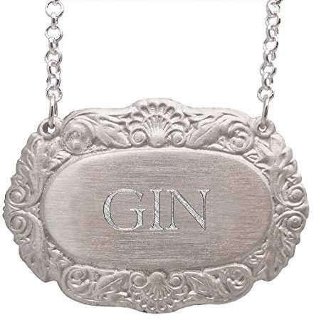 Large Pewter Decanter Label on Chain (Gin)