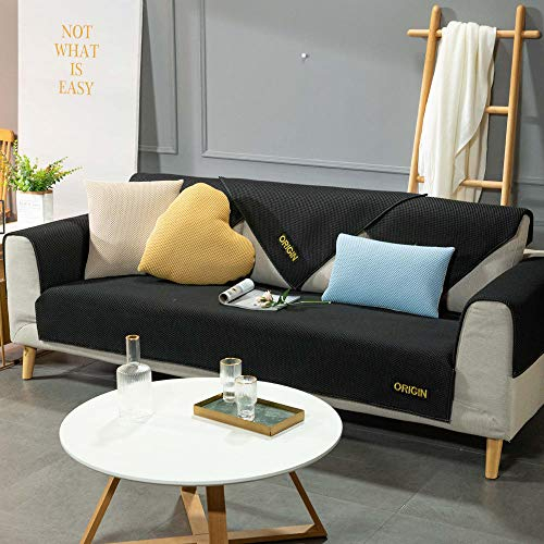 Homeen couchüberzug,Sofa überzüge,Shield Sofaschoner,Büro Couch Abdeckungen für 2/3/4 Sitzer,Coole & atmungsaktive Sofa Cover,rutschfest,Stoff/Leder Sofa Saver Protector Schwarz 90 * 160 cm.