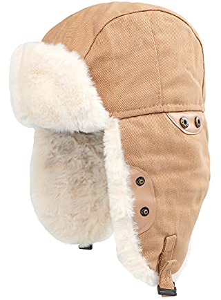 Herren Damen Fliegermütze Warm Trappermütze Bomber Hut Wintermütze mit Ohrenklappen Winddicht Pilotenmütze Schirmmütze Skimütze Dicker Fleece Bombermütze für Skifahren, Schlittschuhlaufen Outdoor