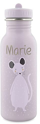Elfenstall Personalisierte Trixie Baby Edelstahl Trinkflasche mit Namens-Gravur (500 ml, Maus)