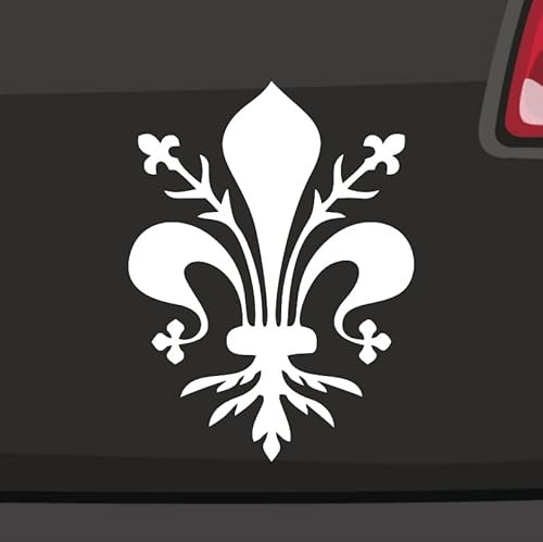 Stickerfreaks - Florentiner Lilie Aufkleber - 6 Größen, 21 Farben - Heraldik Wappen Florenz Italien - Made in Germany - ORACAL - Weiß - Autokarosserie, Glas, Metall, PVC, Holz