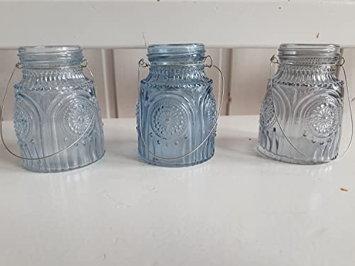 Arinosa Vase zum Hängen 3 er Set Blau Grau 6x8+7 cm