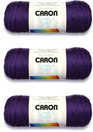 Caron Simply Soft Purple Garn – 3 Stück 170 g – Acryl – 4 Medium (Kammgarn) – 300 Meter – Stricken, Häkeln und Basteln
