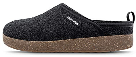Giesswein Wool Clog Noir 39 - Pantoufles en Feutre pour Femmes et Hommes, Chaussons en Feutre Unisexe avec Semelle en liège