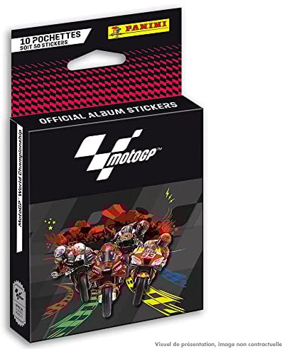 Panini 004537KBF10 Moto GP Aufkleber, Blisterverpackung, 10 Beutel