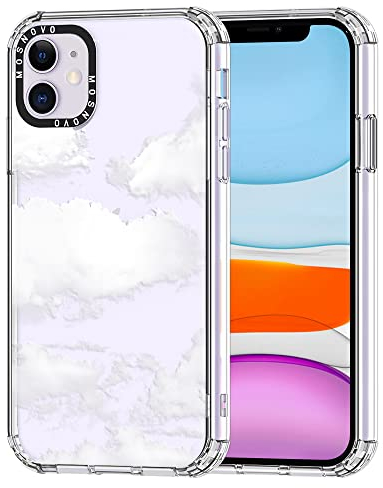 MOSNOVO Case for iPhone 11, [Buffertech 6.6ft Military-Grade Drop Protection] [Anti Peel Off Tech] Clear TPU Bumper Phone Case Cover Design - Cloud