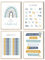 MeinBaby123® pädagogische Lernplakate Lernposter | Bilder Kinderzimmer | 4er Set A4 Poster Set | Alphabet ABC, Zahlen | Vorschule, Grundschule | Wandposter Premium (Lernposter blau - 4er Set)