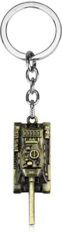 VNEWSCHI Tankmodell Metall Schlüsselanhänger 3D Tank Anhänger Schlüsselringe Kreative Auto Schlüsselanhänger Mode Kühltasche Charm für Mann Schmuck Accessoires Geschenk, bronze, One size