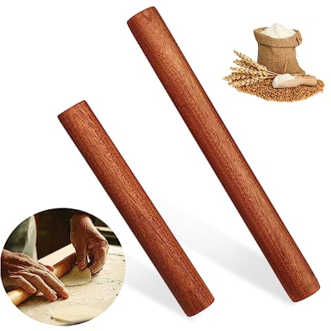 Nudelholz, Teigroller aus ebenholz geeignet für die Herstellung von Pizza Teigwaren und Gebäck stabil langlebig perfektes Backzubehör (2 Stück Set)