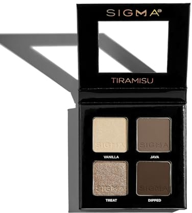 Sigma Beauty Quad Eyeshadow Palette – Make-up Lidschatten-Quad mit buttrig-weicher Formel, aufbaubar & verblendbar, Farbton Tiramisu
