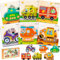 LEcylankEr Puzzle ab 1 2 3, 6 Stück Holzpuzzle Kinder, Dinosaurier/Auto Steckpuzzle 1 2 3 Jahre, Montessori Spielzeug Geschenke für Jungen Mädchen (Auto)