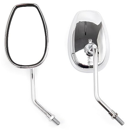 Universal Motorrad Seitenspiegel Oval Chrom Rückspiegel 10MM Motorrad Seitenspiegel FÜR XT 600 Virago 125 535 1100 Vmax 1200 (C)