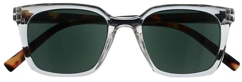 OPULIZE KOI Lese-Sonnenbrille - Große Rechteckige Fassung - Getönte Brillengläser UV400 - Klar - Damen Herren Unisex - Federscharniere - S50-C - +2.00