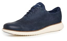 Cole Haan Men's 2.Zerogrand Laser Wingtip Oxfords, Navy Blazer Nubuck/Ivory, 13 Wide