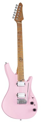 J & D DX-100 E-Gitarre, Bubblegum Pink, Ergonomischer Korpus, Roasted Maple Neck, Custom Humbucker, 2-Point Tremolo, Satin Finish