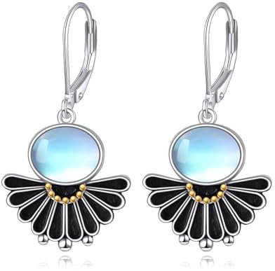 Mondstein Ohrringe für Damen 925 Sterling Silber Gänseblümchen Ohrringe Leverback Schmuck Geschenke (S-Gänseblümchen Mondstein)