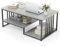 COSTWAY Faux Marble Coffee Table, Rectangular 2-Tier Cocktail Center Table with Open Storage Shelf, Modern Accent Sofa Side Snack Tea Tables for Living Room Office, 110 x 60 x 45cm (Grey+Black)