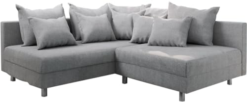 DELIFE Eckcouch Clovis Grau Flachgewebe Ottomane Links modular