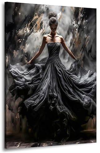 Kunstgestalten24 | Ballerina Tänzerin Abstrakt Bild | Leinwandbild mit Echtholz-Keilrahmen | Wandbild Gemälde Kunst Art | Hochwertige Kunstdrucke | XXL Bilder auf Leinwand | 75x100x2cm