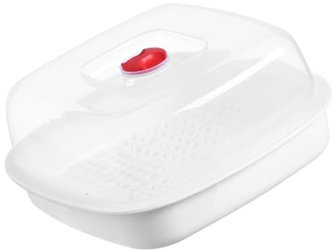 Ciieeo Vaporiera per Microonde Vaporiera per Verdure E Pesce Cuociriso da Cucina con Coperchio per Cottura Rapida Simultanea (Quadrata)