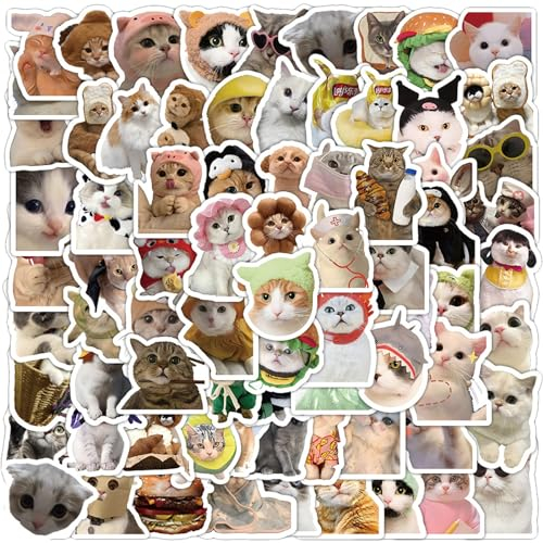 200 Stück Cute Katzen Sticker,Lustiges Katzen Aufkleber Set, süße Katzen Aufkleber,Wasserfeste Vinyl-Aufkleber,Kann auf Bücher/Flaschen/Kühlschrank/Gepäck/Handys/Skateboards usw. geklebt werden