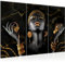 Runa Art Femme africaine Peinture Tableau Salon XXL Noir Or Fashion Beauty 120 x 80 cm 3 Parties Decoration Murale 045431a