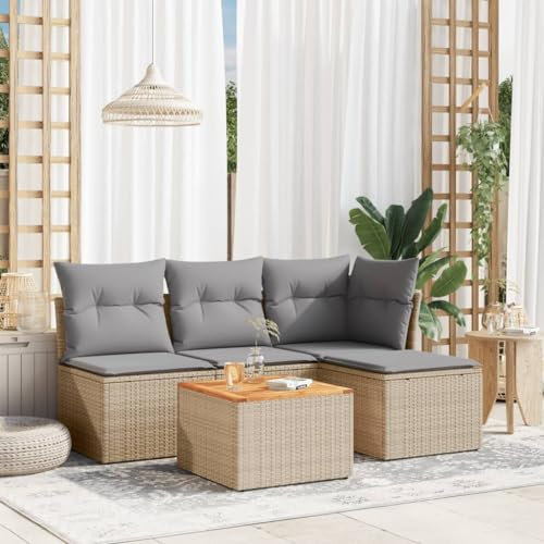 Festnight Balkon Lounge Klein mit Stauraum Rattan Sofa Gartenlounge Gartensofa Ecksofa Outdoor Polyrattan Balkonmöbel Couch Gartenmöbel Ecklounge
