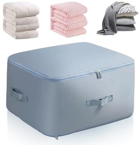 Ultra Platz sparender selbstkomprimierender Organizer, 2024 Neuest Komprimierender Beutel, Groß Selbstkomprimierende Bewegliche Organizertaschen for Bettdecken Kleidung Decken (Blau, XL 52x42x60CM)