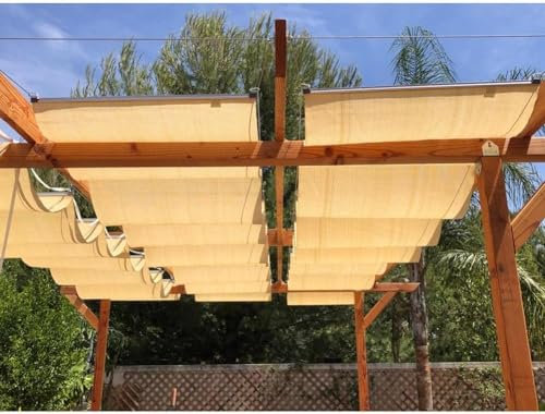 Kanduo Bâche de pergola rétractable Auvent de pergola de toit rétractable, auvent rétractable de belvédère de jardin, personnalisable, le prix ci-dessus est for 1 mètre carré Auvent rétractable à vagu