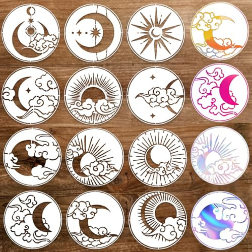 KASESSS 12 Pièces Pochoirs pour Peinture, Pochoir Peinture Réutilisable, Pochoir Enfant de Ciel Étoilé Pochoir Peinture Murale Bricolage Stencil Ajourée Pochoir Scrapbooking pour Peinture Wall Album