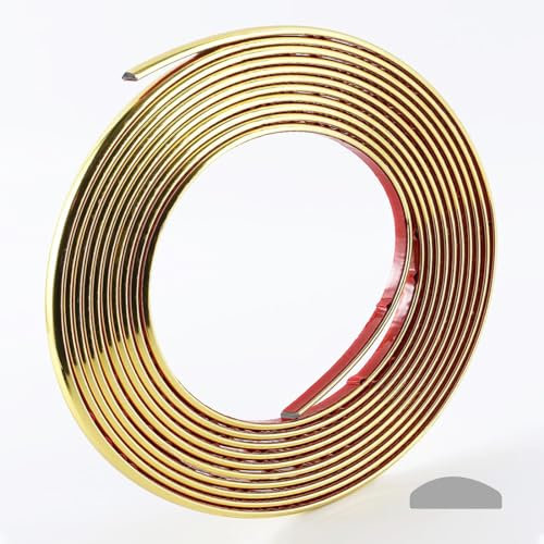 Striscia autoadesiva 3D dorata per bordi da parete, con striscia adesiva adesiva da parete, nastro decorativo per soffitto/angoli/specchi/mobili/porta/armadio/casa e decorazione auto (1,2 cm x 5 m)