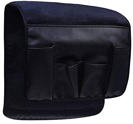 Crepundia Sofa Armlehne Organizer Taschen 5 Taschen hängen Home Platz sparen rutschfeste pu Leder Sofa seitenstuhl Fernbedienung aufbewahrungsbeutel Organizer(Black)