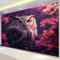 Vlies Fototapete Eule Rosa Geblümt Wohnzimmer Schlafzimmer Motivtapeten Wandtapete Tapete Vliestapete UV-Beständig Hohe Auflösung 400x280 cm