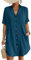 Bsubseach Swimsuit Coverup for Women Button Down Beach Shirt Dress Short Sleeve Summer Beachwear Sea Blue XXL