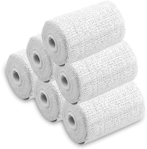 DAWRIS Plaster Paris Bandage, 6 Rolls Skin Friendly Plaster Cast Bandages, White Wrap Plaster Cloth Bandages, Gauze Bandage Rolls for Art Crafts Modelling Moulds 7.5cm x 2.7 M