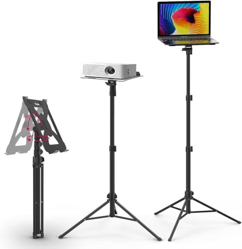 ULANZI Support de vidéoprojecteur réglable en hauteur de 60 à 150 cm en aluminium avec plaque pliante de 3 kg, 360 ° et 180 ° Pupitre portable réglable