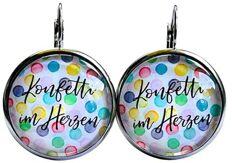 Konfetti im Herzen große Brisuren Ohrhänger Klappbrisuren 12 mm oder 25 mm Edelstahl (12 mm Motiv)